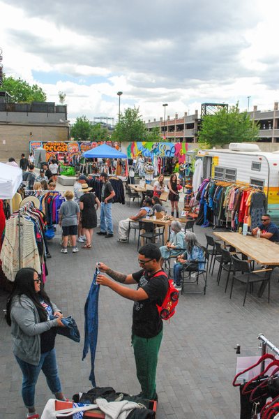 peopla shopping at Old School Cool Market in Denver, Colorado