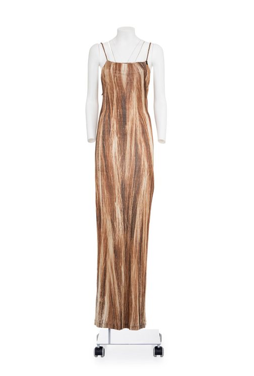 MAISON MARTIN MARGIELA FW 04 RARE TROMPE L'OEIL HAIR LONG DRESS
