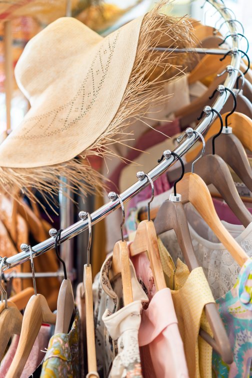 a clothing rack at the Bristlecone Vintage store in Portland, OR