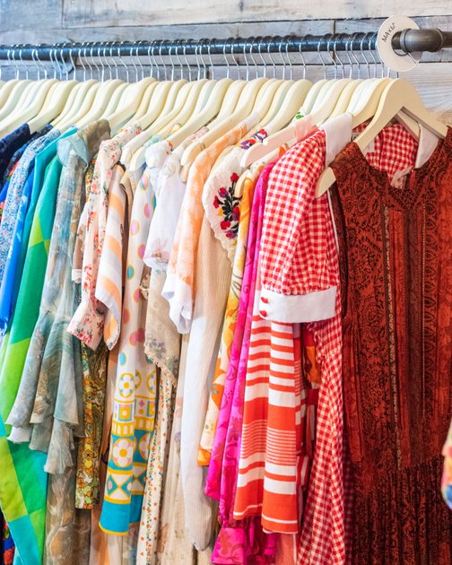 a clothing rack at Rove Vintage in Seattle