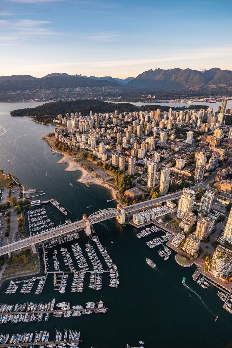 Aerial photo of the city of Vancouver, BC.